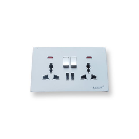 13 AMPS USB DOUBLE SOCKET WITH LIGHT